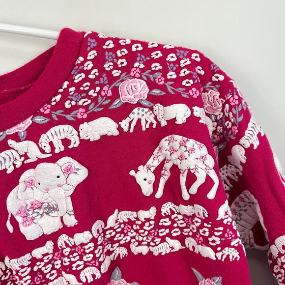 Vintage Puff Paint Animal and Flower Sweatshirt - Picture 2 of 8